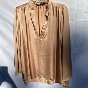 Zara deep v neck flowy blouse